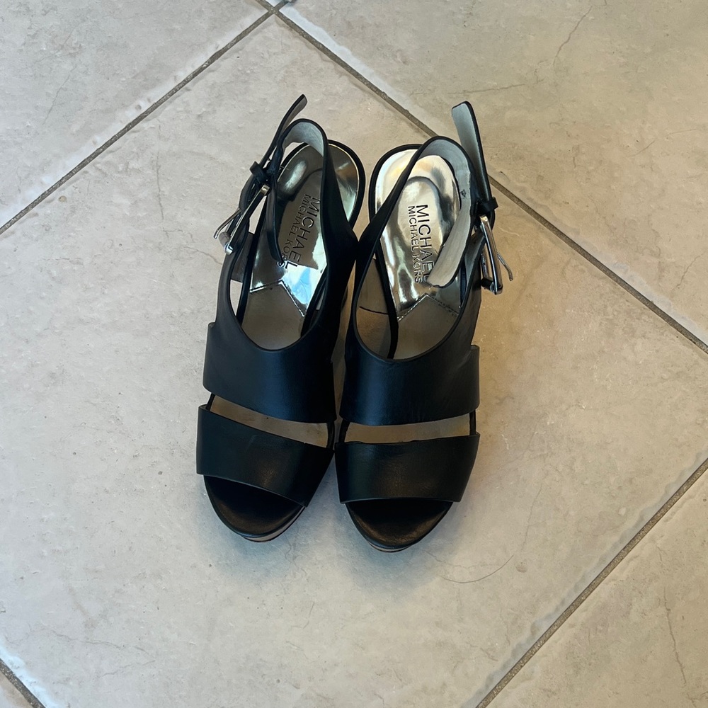 Michael Kors Black Peep-Toe Heels